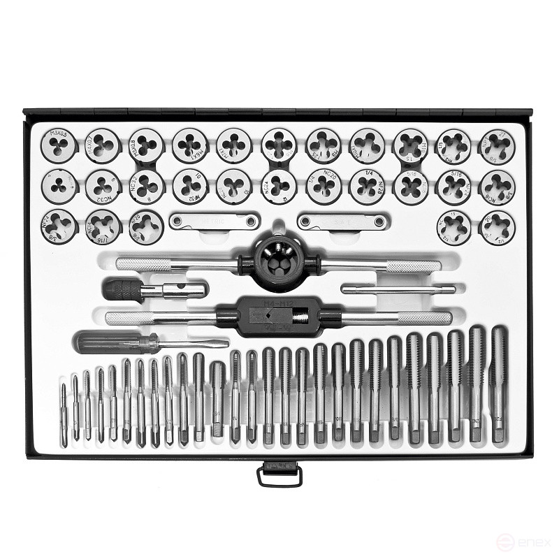 Набор метчиков и плашек ER-00603:метрический и дюймовый 60пр. ЭВРИКА/1