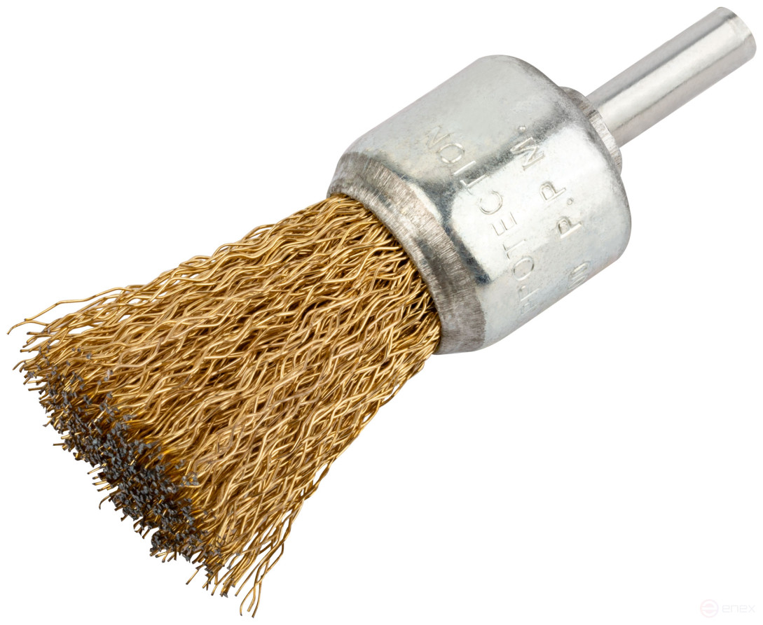 Корщетка-венчик, со шпилькой, стальная латунированная волнистая проволока 24 мм