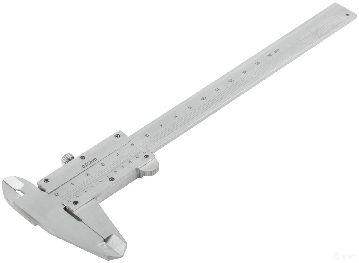 Metal chrome-plated caliper 150 mm/ 0.02 mm (plastic case)