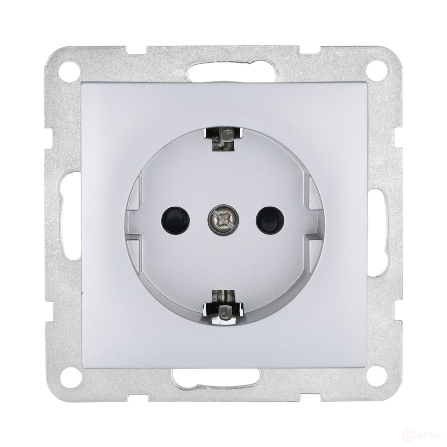 Розетка с з/к, со шторками (серебристый металлик) LK60