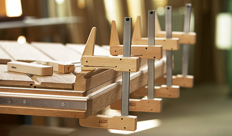 HKL40 Klemmy струбцина деревянная 400/110, опорная поверхность из прессованной пробковой крошки для щадящего зажима