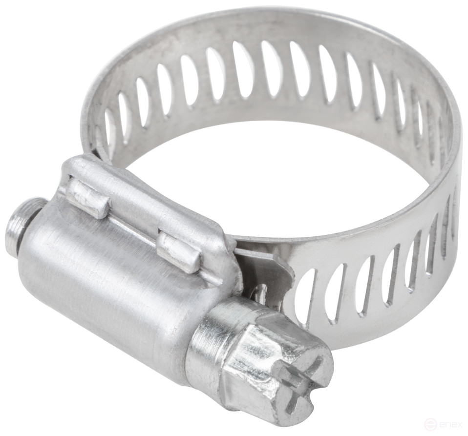 Хомут обжимной просечной, ширина 12,7 мм, нерж.сталь 14-27 мм