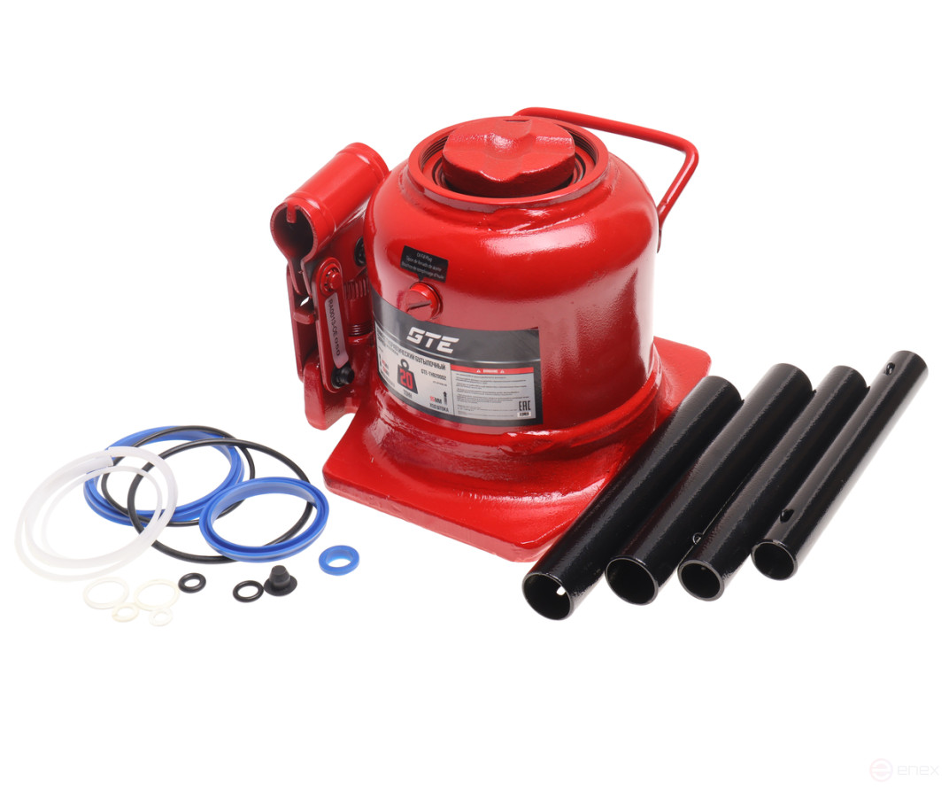 Bottle jack 20t 150-245mm low profile 2-plunger GTE