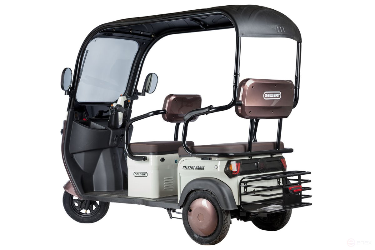 Electric tricycle Rutrike Gelbert Sarin 48V/60V 1000W, brown and white