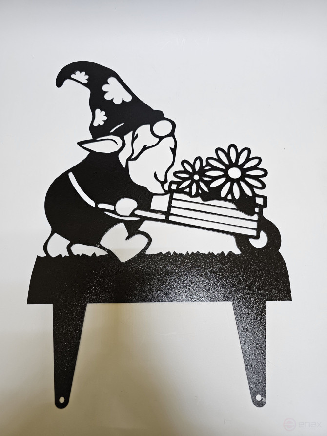 Large garden figurine "Gnome with a cart and flowers"