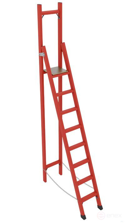 СВД-2,5 с вертикальной опорой диэлектрическая стеклопластиковая стремянка, h=3650мм, h рабочей площадки=2500мм, ступ.8