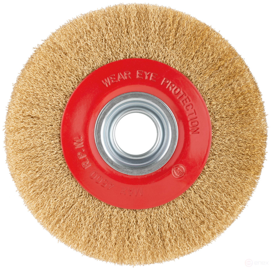 Корщетка-колесо, стальная латунированная волнистая проволока 200 мм