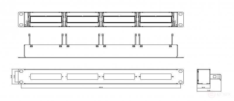 PPTR-19-4CU-STL Патч-панель 19" для претерминированных медных и оптических кассет, 4 слота под кассеты, 1U