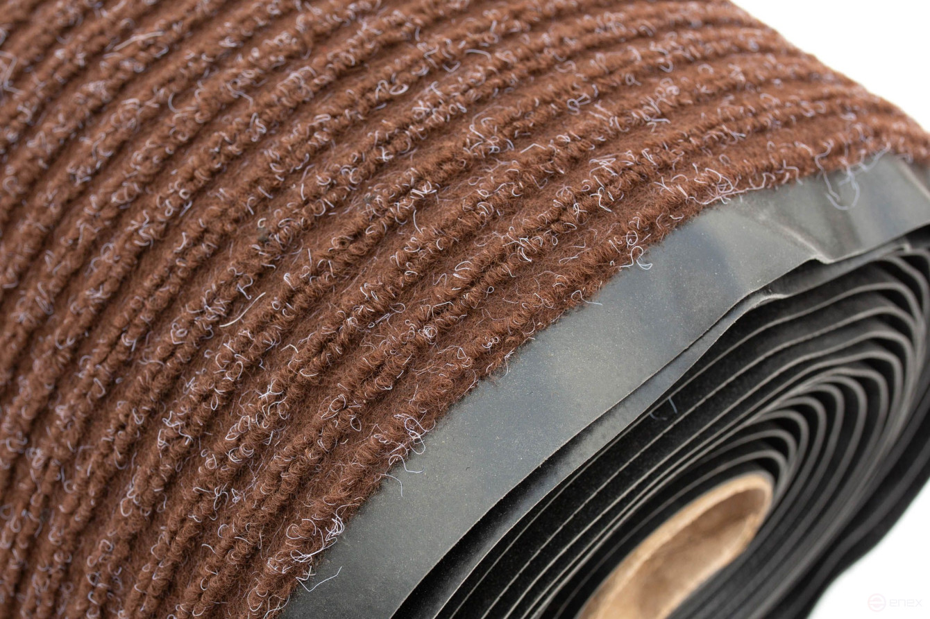 Outdoor dirt-resistant pile mat Ribbed 1200x10000 mm Brown