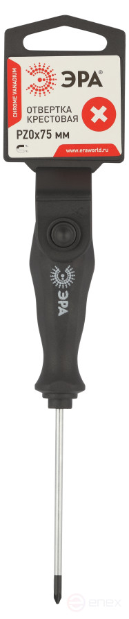 75PZ0 Отвертка ЭРА PZ 0х75 мм крестовая двухкомпонентная рукоятка