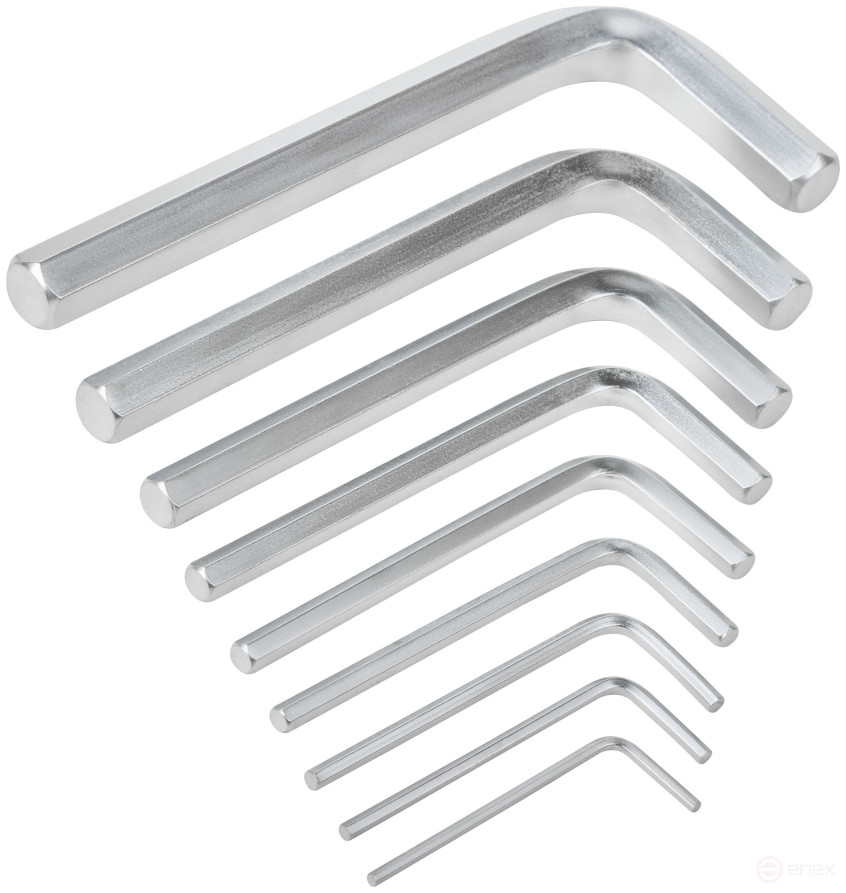 Ключи шестигранные, CrV сталь, 9 шт., 2-12 мм, в пластиковом держателе