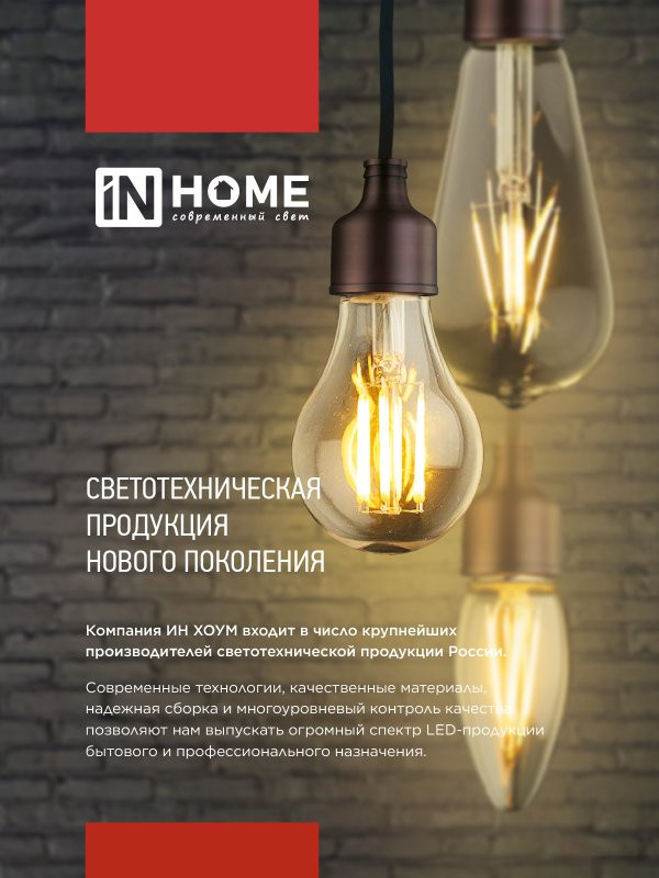 Лампа светодиодная LED-ШАР-deco 15Вт 230В Е27 3000К 1435Лм прозрачная IN HOME
