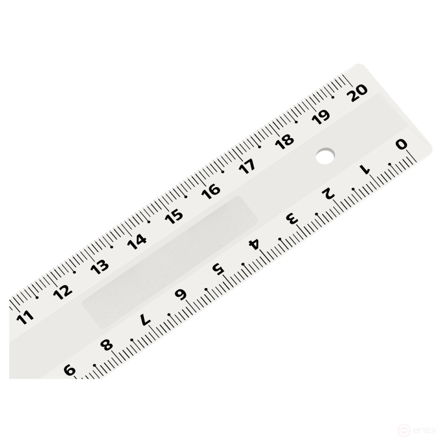 Линейка 20см СТАММ, пластиковая, 2 шкалы, прозрачная, бесцветная, европодвес