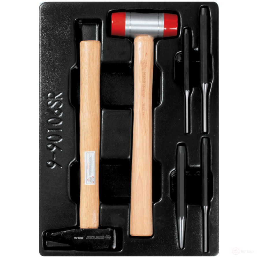 Set of gouges and core with hammers, base, 6 pieces KING TONY 9-90106SR