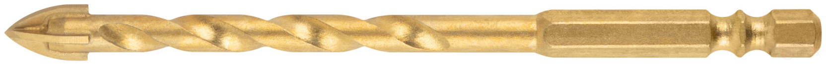 Сверло универсальное, 4 режущие кромки, титановое покрытие, шестигранный U-хвостовик под биту, 8х115 мм