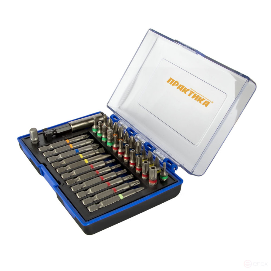 Набор бит ПРАКТИКА "Профи" 35шт, 25 и 50мм, PH, PZ, SL, Hex, Torx, Tri-Wing, держатель 60 (779-004)