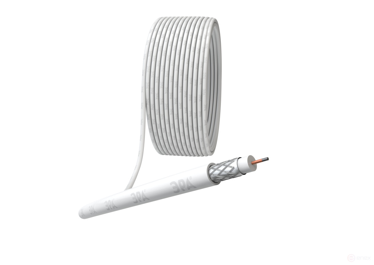 RL-48-PVC50 ERA Coaxial Cable RG-6U, 75 Ohm, CCS/(48% Al braid), PVC, color white, 50 m coil, SIMPLE (12/