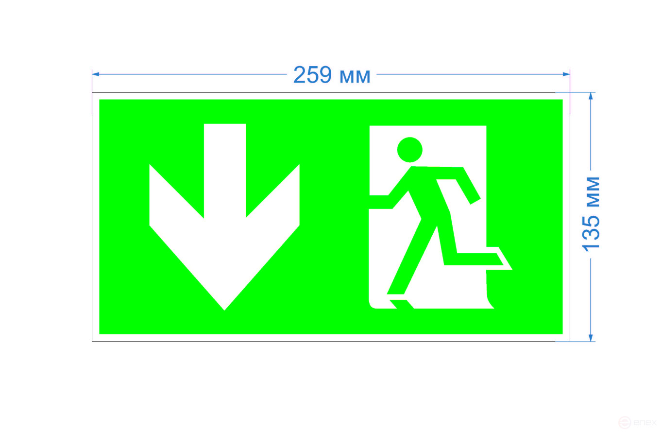 Пиктограмма ЭРА INFO-SSA-118 бэклит 259x128мм Человек-стрелка-вниз зеленая SSA-103
