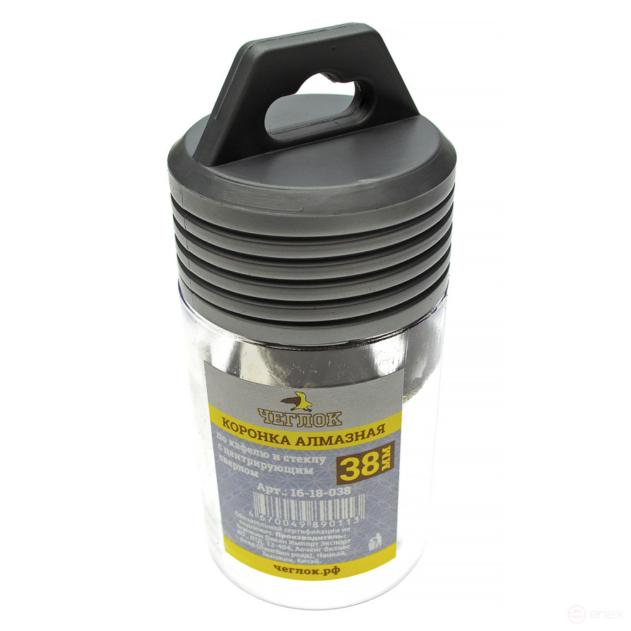 Коронка алмазная по кафелю и стеклу 38 мм с ц/с, Чеглок (5/60)
