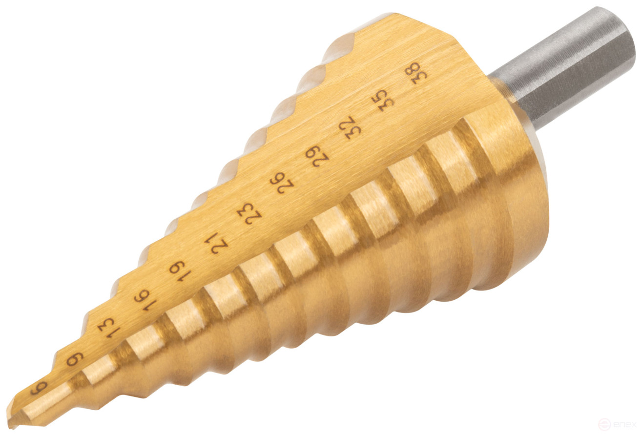 HSS step drill for metal, 12 steps, 6-38 mm