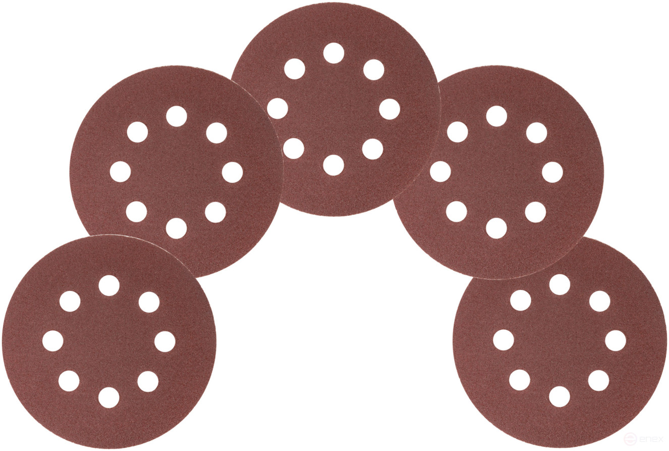 Grinding wheels with holes (Velcro), aluminum oxide, 125 mm, 5 pcs. P 80