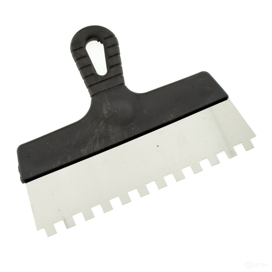 Шпатель зубчатый нержавеющий 250 мм, зуб 10х10 мм, ЧЕГЛОК (65)