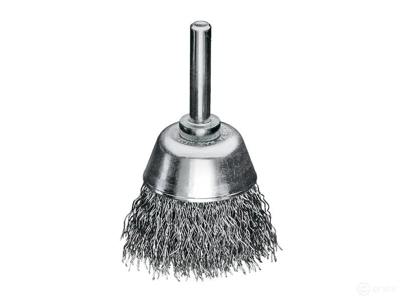 Щетка чашечная гофрированная, Д70 мм, хвостовик 6 мм, нержавеющая гофрированная проволока ROF 0,30 мм