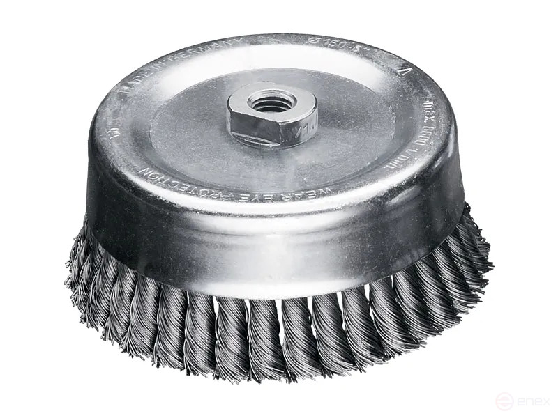 Brush cup harness, D125 mm, 32 harnesses, straight steel wire STH 0.50 mm, M14 fit