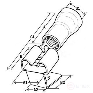 Гильза плоская штепсельная 4-6/6,3x0,8, нейлон (упак.100шт)