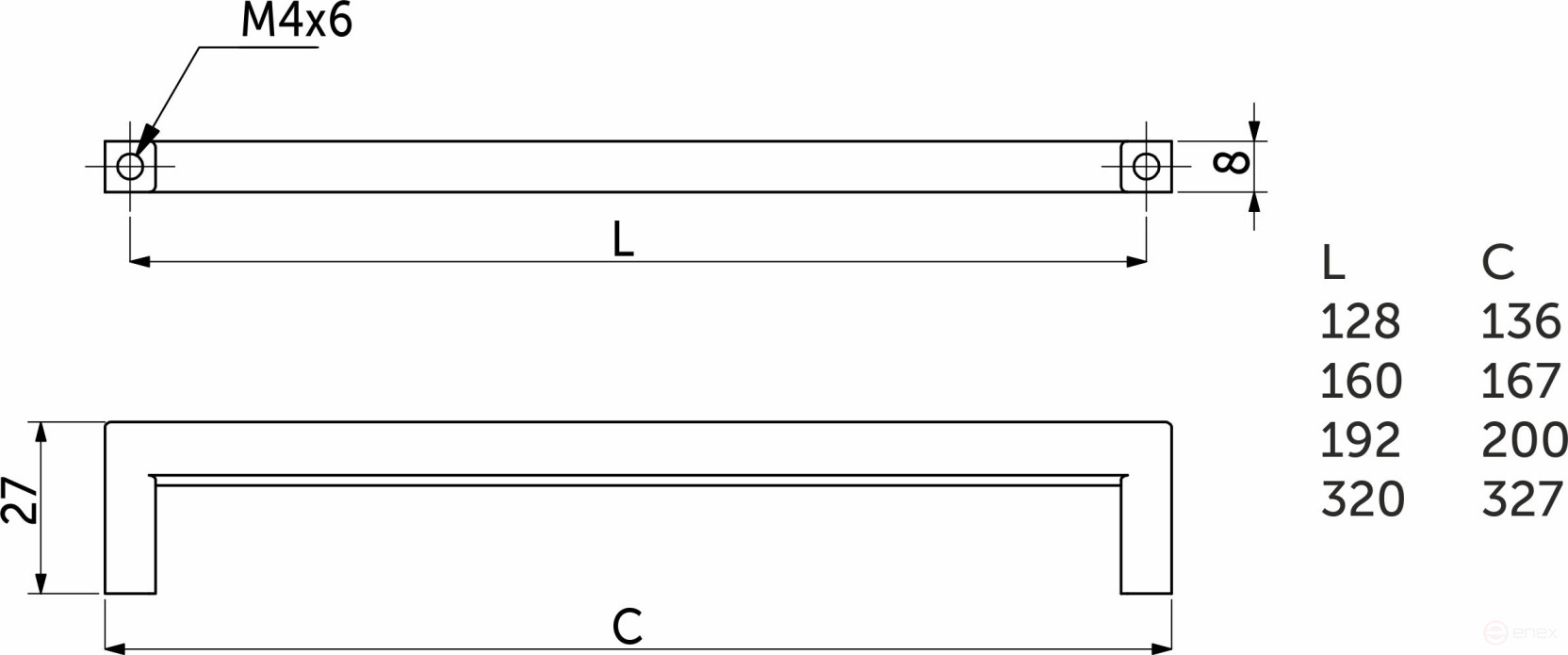 Handle metal bracket meth. SKYLINE 128 brushed gold, AKS type 2