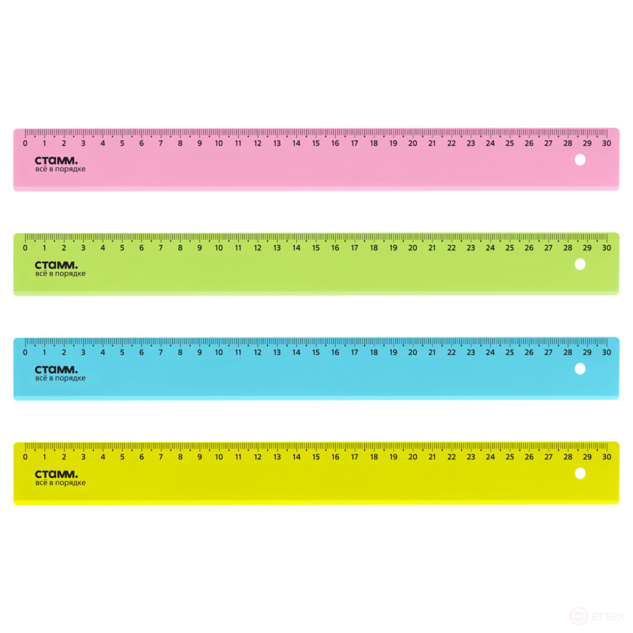 Ruler 30cm STAMM, plastic, transparent, neon colors, assorted
