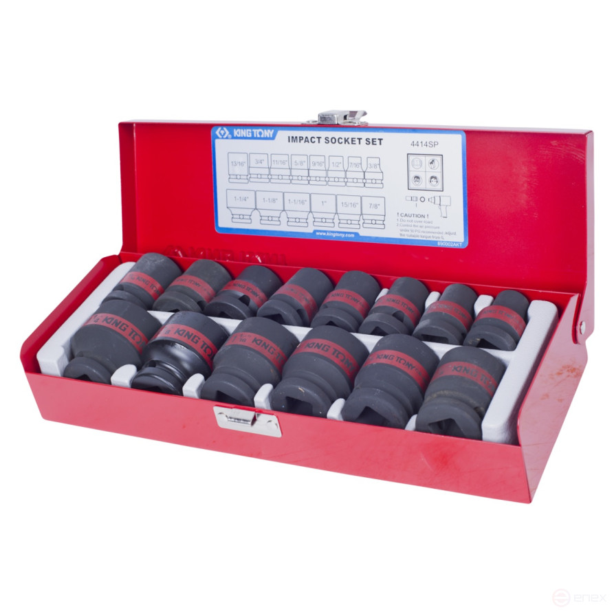 1/2" Impact Socket Set, Hexagon, 3/8"-1&1/4", 14 pieces KING TONY 4414SP