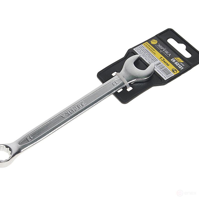 Ключ комбинированный 13мм ER-53131 (Chrome vanadium) на держателе PRO ЭВРИКА 1/20/400
