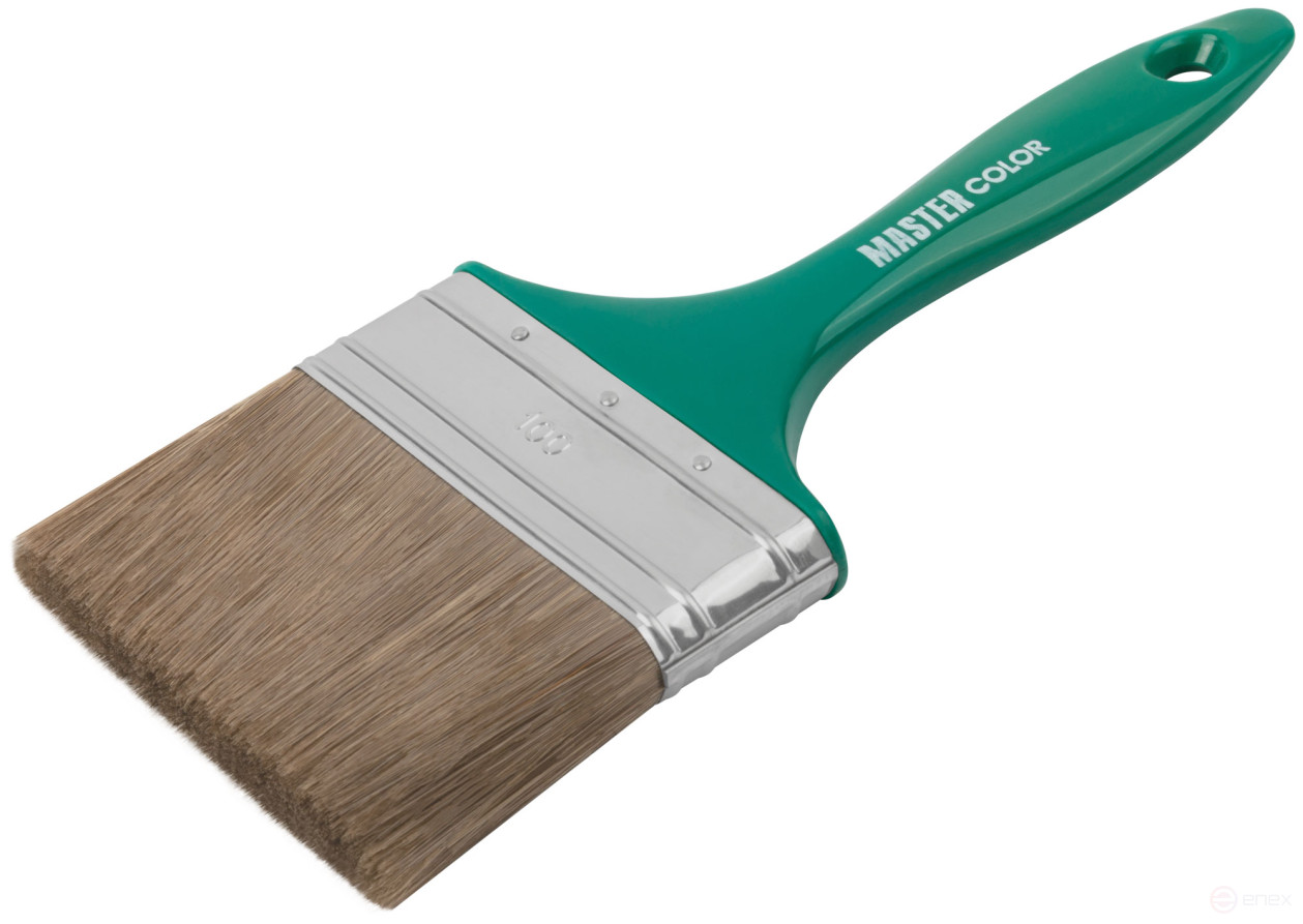 Кисть флейцевая, толщ. 16 мм, 70% ПЭT/30% натур. щетина, нерж.обжим, пласт.ручка, ширина 100 мм