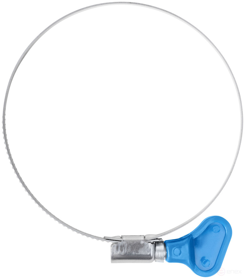 Knurled crimping clamp with key, 9 mm wide, stainless steelsteel 70-90 mm