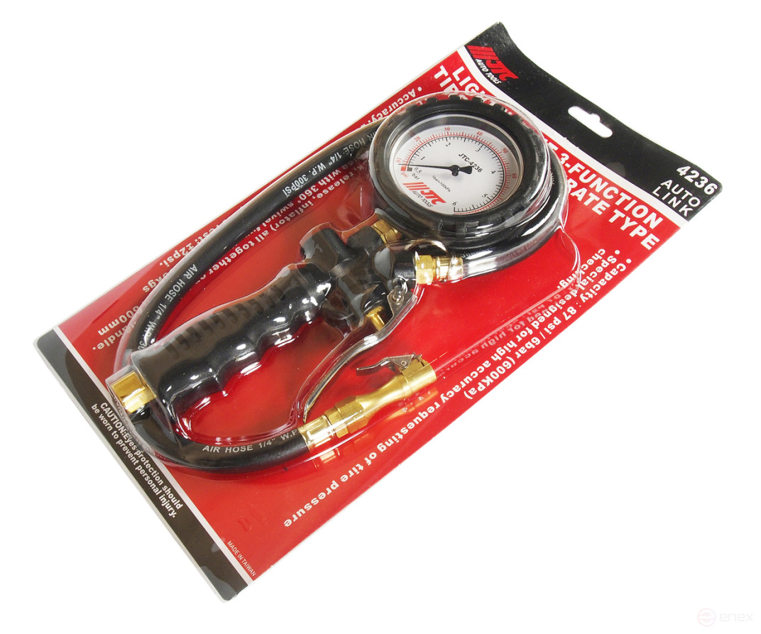 Tire pressure gauge 3-function 90PSI (6 bar) JTC