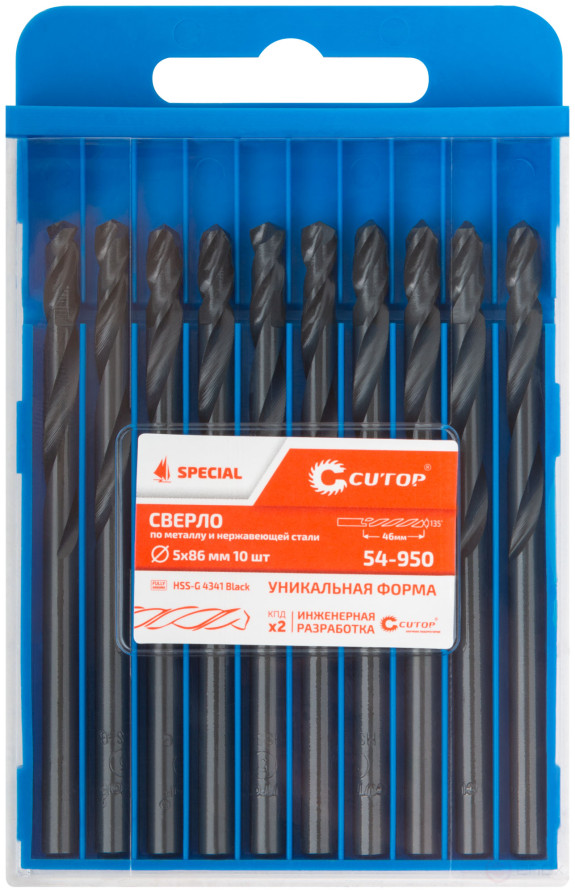 Сверло по металлу Cutop Special, HSS-G, 5 х 86/46 мм (10 шт)