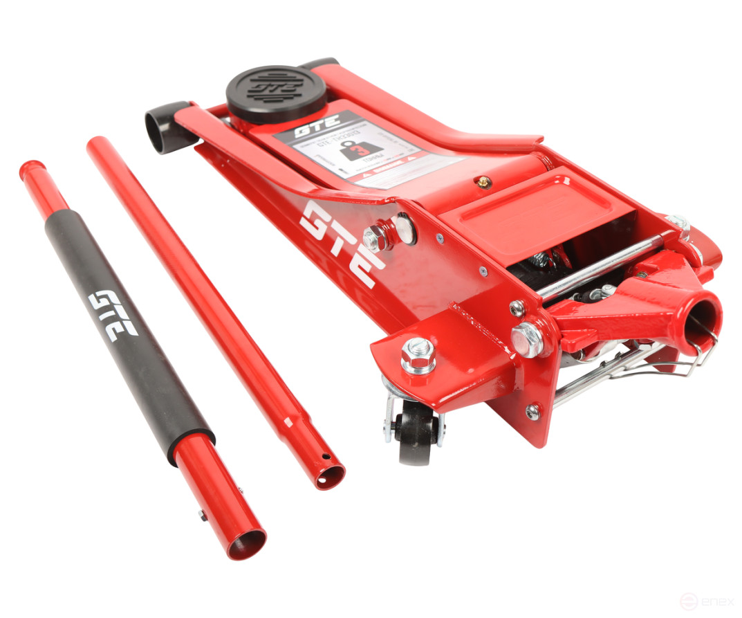 Домкрат подкатной 3т 75-505мм двухпоршневой низкопрофильный GTE