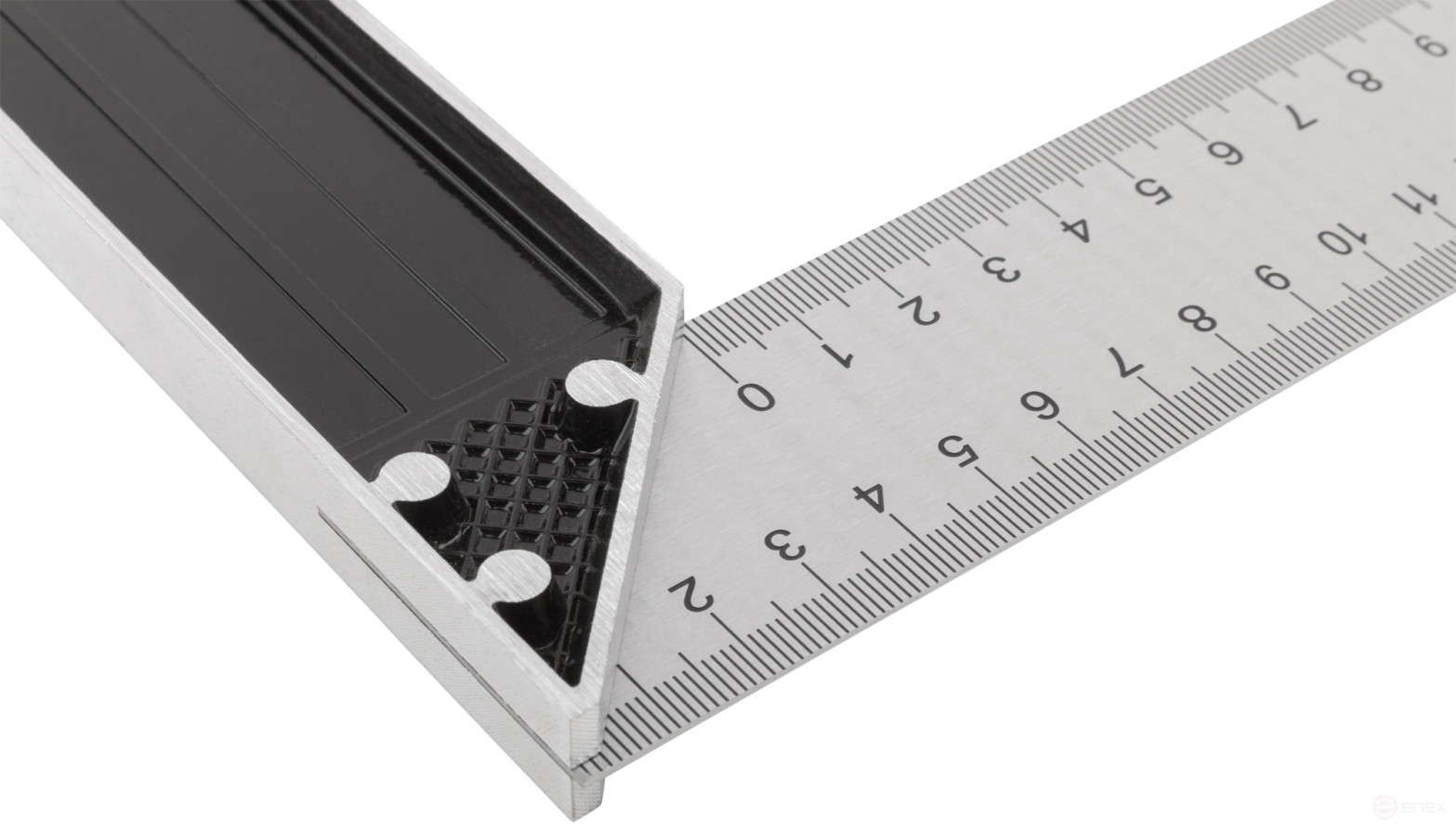 Угольник столярный, рифленая шкала, алюминиевое основание 250 мм