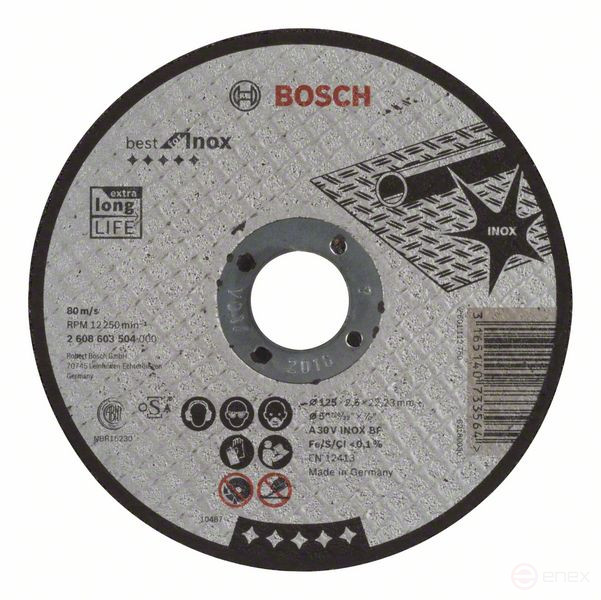 Отрезной круг, прямой, Best for Inox A 30 V INOX BF, 125 mm, 2,5 mm