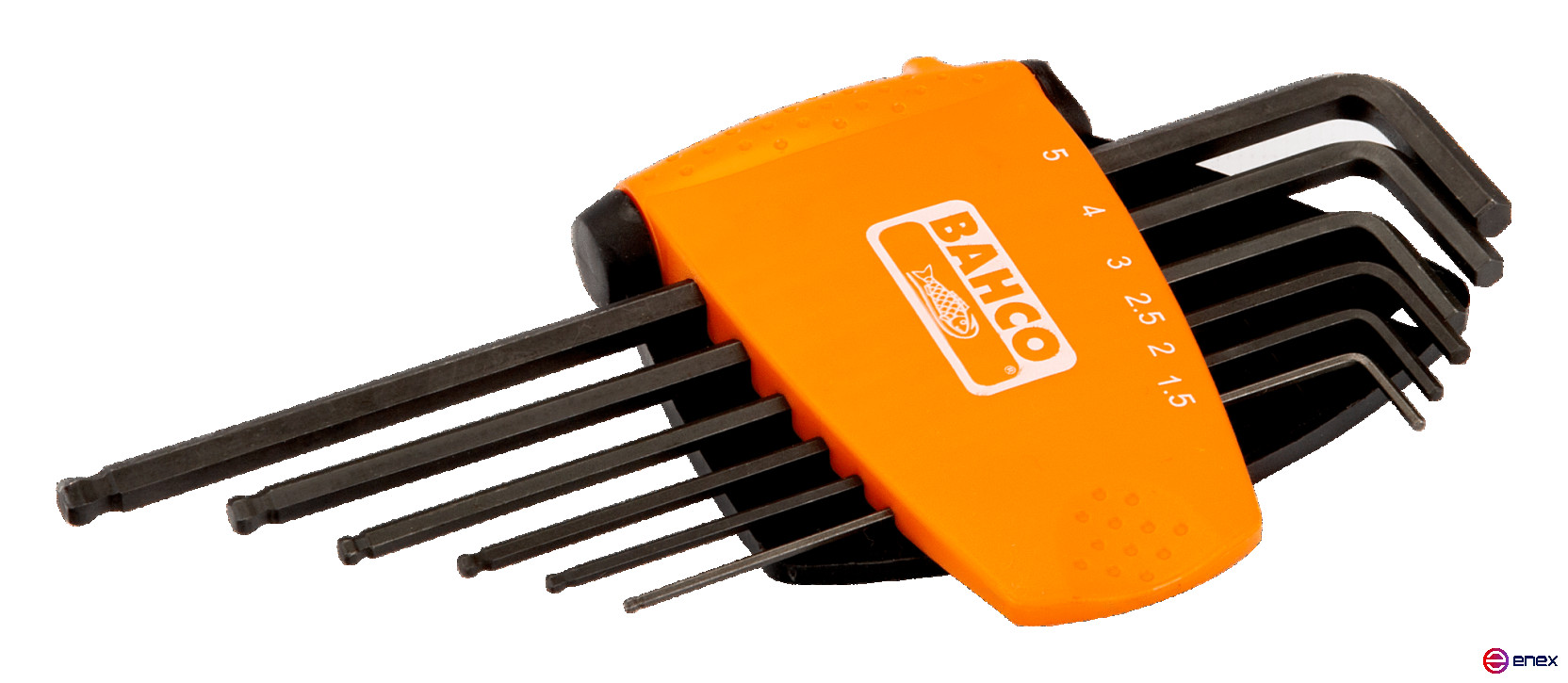 Набор удлиненных шестигранных Г-образных ключей с шаровым наконечником 1,5 - 5 мм, 6 шт, двухкомпонентный держатель