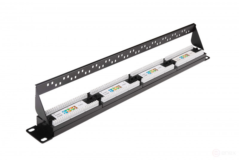 WRline WR-PL-24-C5E-D Patch Panel 19" (1U), 24 RJ-45 ports, Category 5e, Dual IDC, with Rear Cable Organizer, Color Black