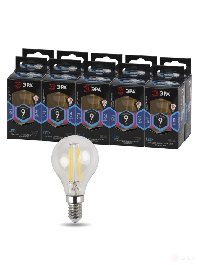 LED lamp ERA F-LED P45-9W-840-E14 9W Filament Ball Neutral White Light E14