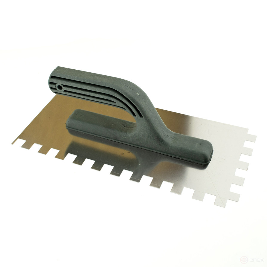 Гладилка зубчатая нержавеющая 130 х 280 мм, зуб 12х12мм, пласт.ручка, Чеглок (30)