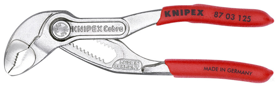 KNIPEX COBRA® клещи переставные с фиксатором, 25 мм (1"), под ключ 27 мм, L-125 мм, хром, 1-к ручки