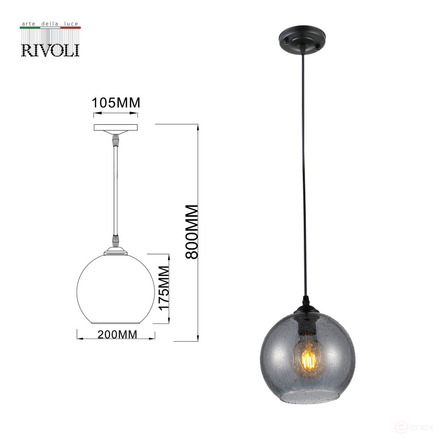 Pendant lamp Rivoli Estera 9128-201 1 * E27 60W Modern ceiling
