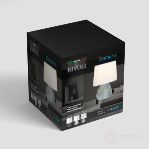 7048-501 Настольная лампа Rivoli Damaris 7048-501 1 * Е14 40 Вт керамика серая с золотом с абажуром