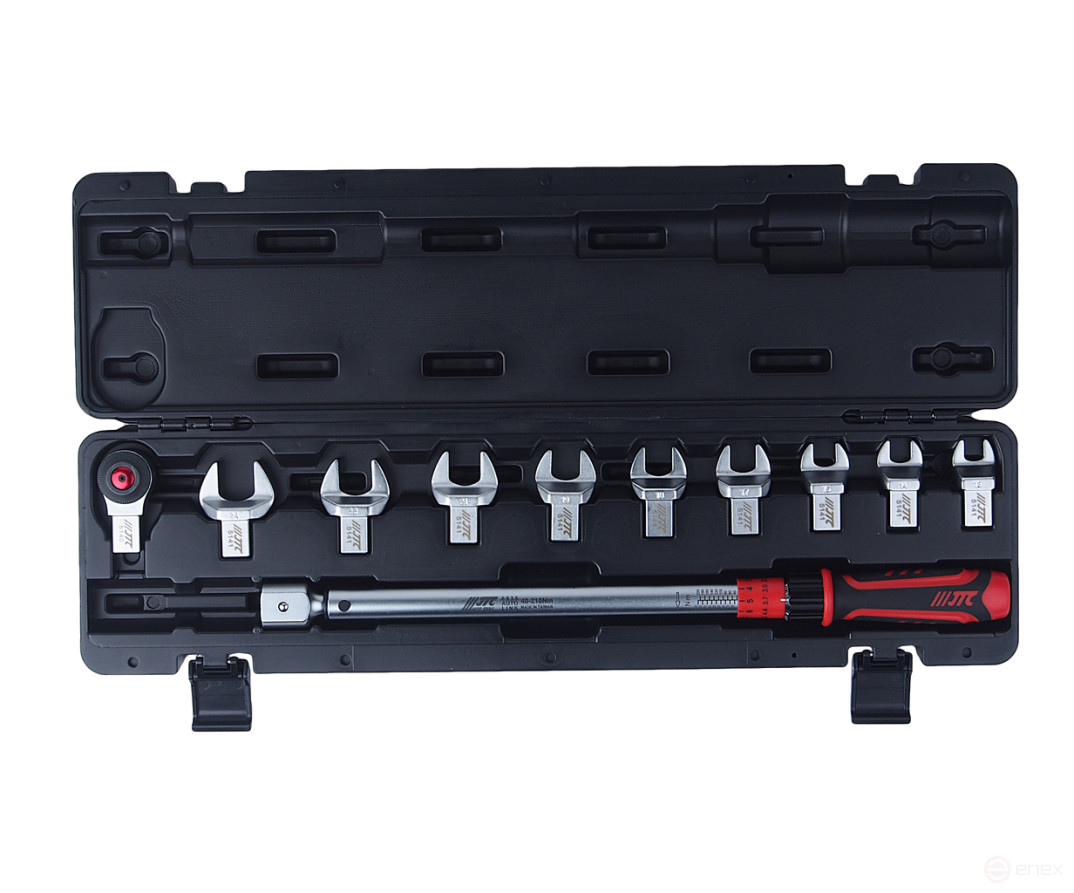 Ключ динамометрический 40-210Нм 14-18мм с насадками 13-30мм 11 предметов JTC