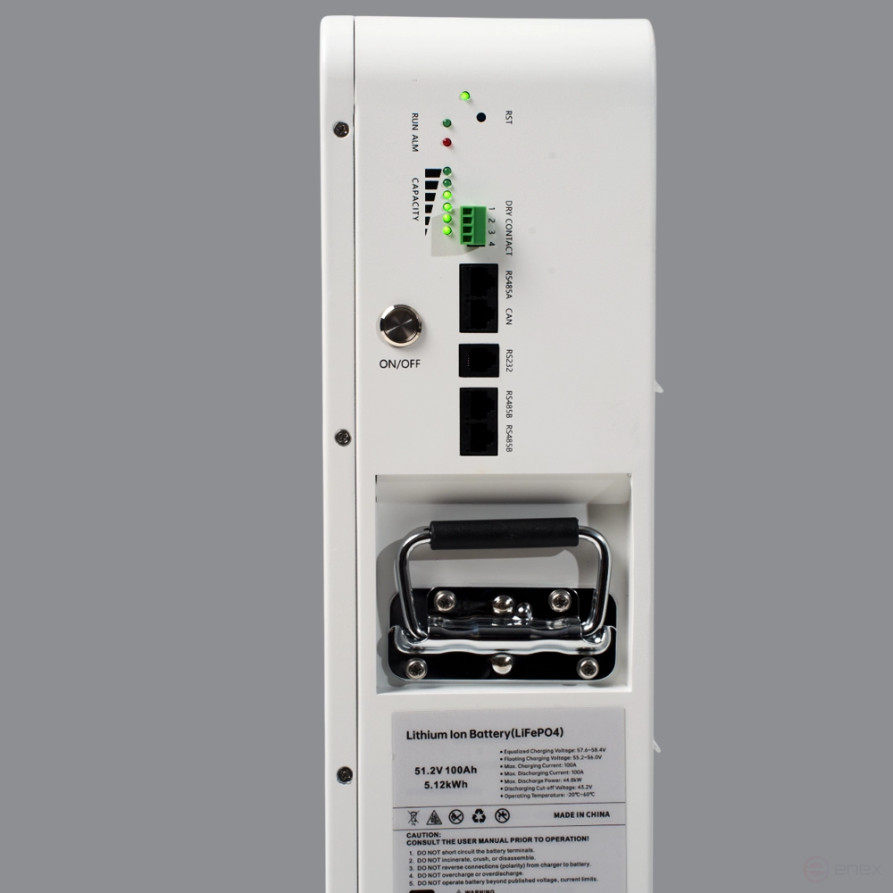 Литиевый аккумулятор тяговый ЛИТДЖЕТ GREEN LiFePO4 51,2V 100Ah 5KWh 100A, CAN/RS485 c/d 100A настенный