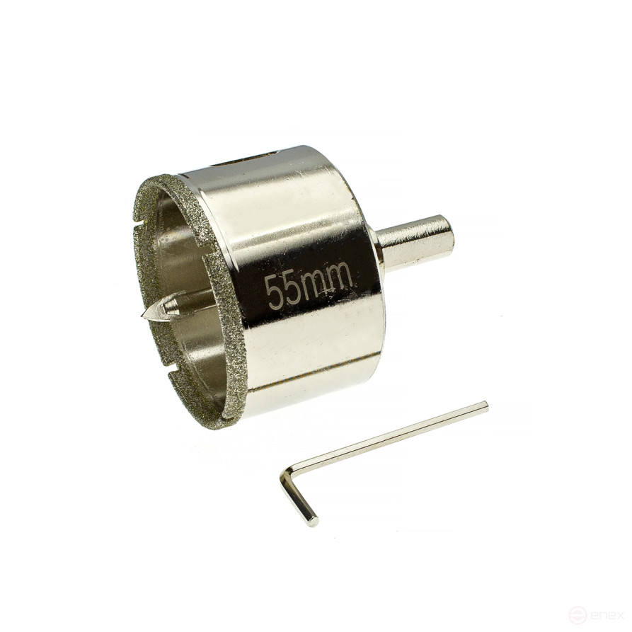 Коронка алмазная по кафелю и стеклу 55 мм с ц/с, Чеглок (5/60)